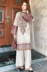 Maria .B. - Winter 3PC Dhanak Chickenkari Embroidered Suit - SS0457